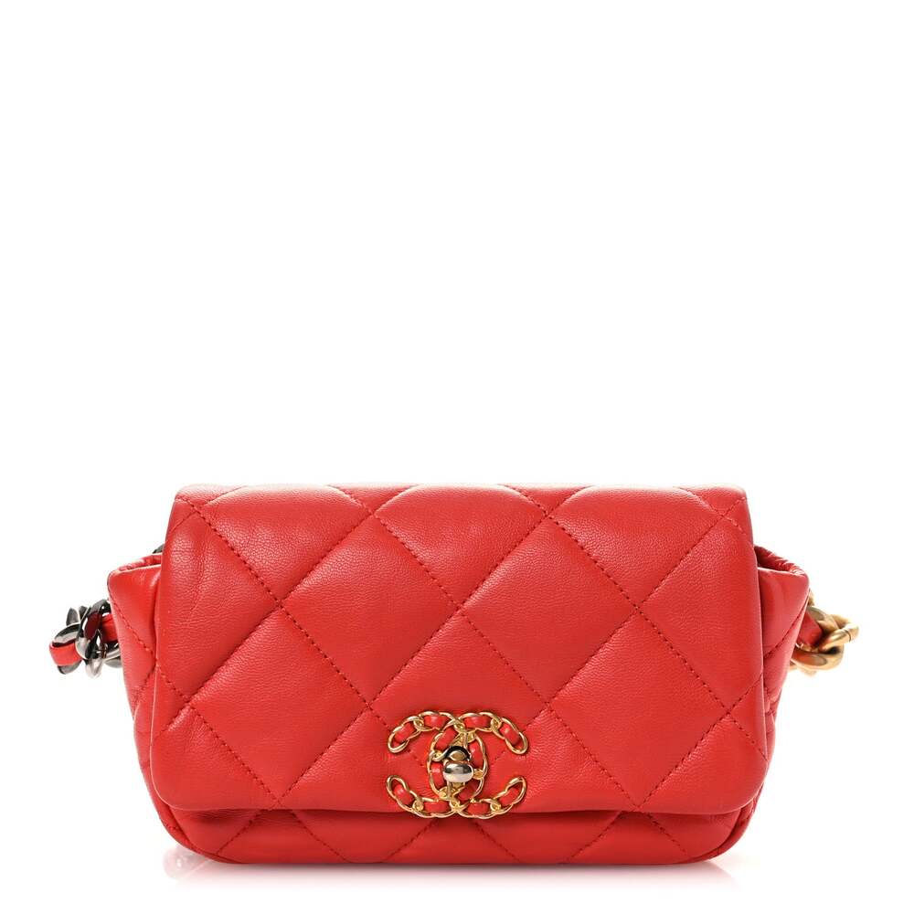 Lambskin Quilted Chanel 19 Waist Bag #322691C18B